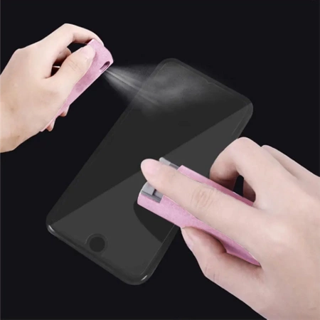 Cleaning set for phone, portable screen cleaner, 2-in-1 set, pink color