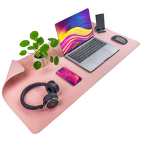 Protective desk mat for keyboard and mouse table 90x45 cm - powder pink