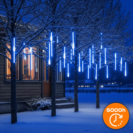 OUTDOOR LED ICICLE LIGHTS 480 50CM FALLING SNOW METEOR GARLAND 10 PCS - BLUE