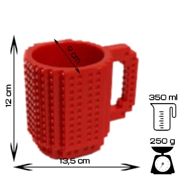 Creative LEGO Brick Mug with Starter Kit - Red