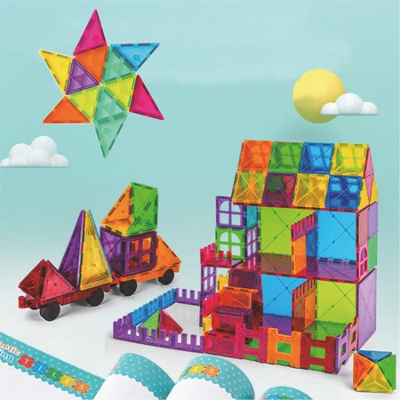 Magnetic Building Blocks CONSTRUCTION PANELS Educational Colorful 3D Set 45 pieces