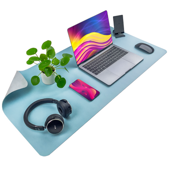 Protective desk mat for keyboard and mouse table 90x45 cm - blue