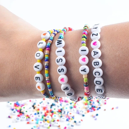 BEADS for bracelets, necklaces, jewelry CREATIVE DIY set with letters