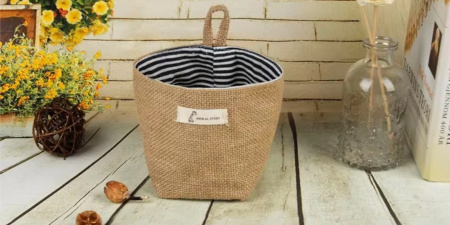 Pojemniki kuchenne BOHO lniane organizery zestaw 3 sztuk