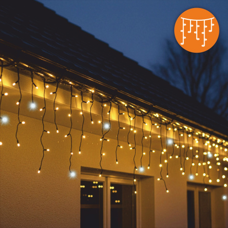 LAMPKI ZEWNĘTRZNE 500 LED SOPLE 24m GIRLANDA Świąteczna Kurtyna Świetlna ciepłe