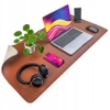 Protective desk mat for keyboard and mouse on table 60x35 cm - brown and beige