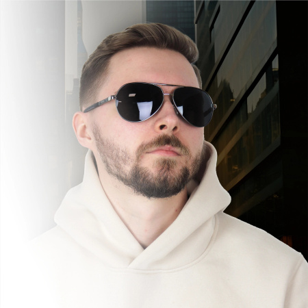 Polarised sunglasses AVIATOR Pilots UV400 set XXL with case - black lenses