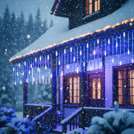 OUTDOOR LED ICICLE LIGHTS 480 50CM FALLING SNOW METEOR GARLAND 10 PCS - BLUE