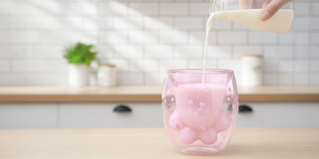 Termo sklenice KOČIČÍ TLAPKA s dvojitou stěnou HRNEK NA KÁVU ČAJ LATTE 250ML