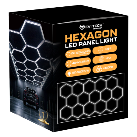 Lampa LED HEXAGON Sufitowa Panel oświetlenie Warsztat Garaż Dom 484x245 cm