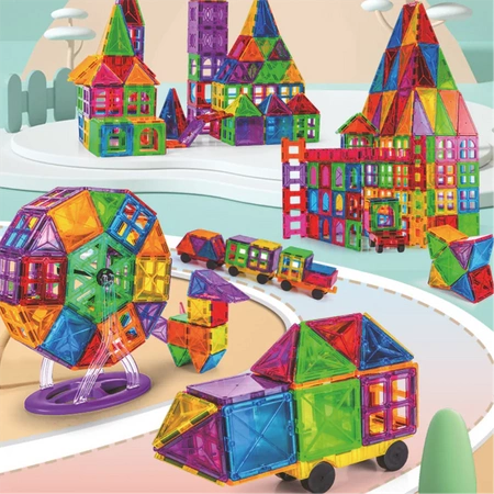 Magnetické stavební kostky KONSTRUKČNÍ PANELY Vzdělávací barevný 3D set 45 ks