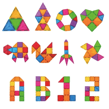 Magnetic Building Blocks CONSTRUCTION PANELS Educational Colorful 3D Set 45 pieces