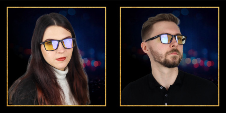 Okulary do komputera BLOKUJĄCE NIEBIESKIE ŚWIATŁO NERDY PROSTOKĄTNE CZARNE - (czarne 7356 45%)