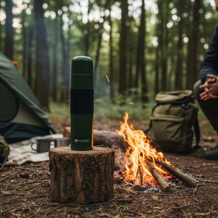 TURISTICKÁ TERMOSKA NA ČAJ KÁVU TĚSNÁ VAKUOVÁ NEREZOVÁ OCEL 1L ZELENÁ