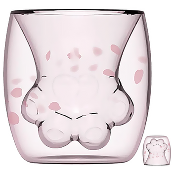 Double-glass thermal cat's paw glass, creative cat mug
