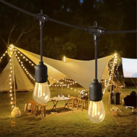 GIRLANDA ŚWIETLNA OGRODOWA Zewnętrzna 20M Żarówki 20+2 LED Lampki do 60m