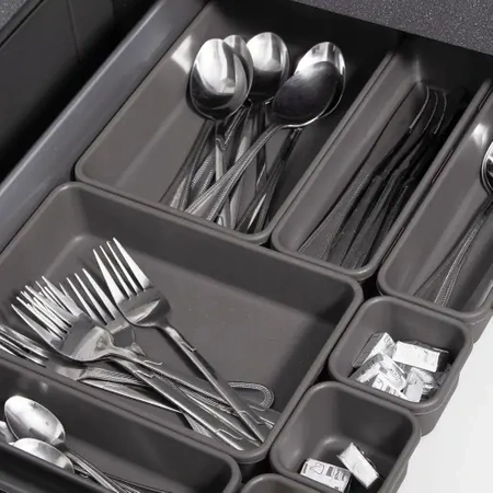 Modular insert organiser for drawer and desk 8 pieces - grey