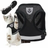 Adjustable non-restrictive walking harness for dogs and cats REFLECTIVE + 120 cm leash - S BLACK