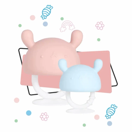 Speech therapy teether mushroom sensory toy blue