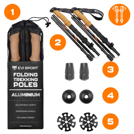 TREKKING POLES Foldable Adjustable Walking Sticks NORDIC WALKING Mountains | ALUMINUM