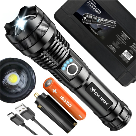 LED Flashlight POWERFUL Tactical MILITARY Zoom USB-C Waterproof XHP90 UP TO 1500m