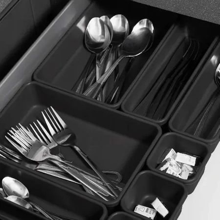 Modular insert organiser for drawer and desk 8 pieces - graphite