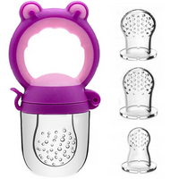 Gryzak do owoców i nauki jedzenia, smoczek BLW + Zestaw S, M, L - kolor różowo-fioletowy