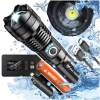 LED Flashlight POWERFUL Tactical MILITARY Zoom USB-C Waterproof XHP90 UP TO 1500m