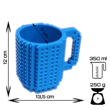 Creative LEGO Brick Mug with Starter Kit - Blue