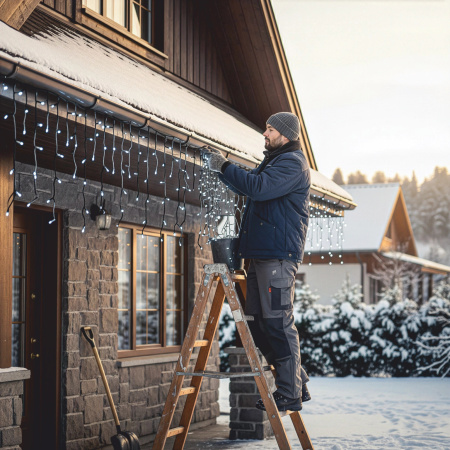 LAMPKI ZEWNĘTRZNE 500 LED SOPLE 24m GIRLANDA Świąteczna Kurtyna Świetlna zimne