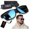 NERDY polarised sunglasses wood UV400 set XXL with case - mirror blue