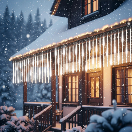 OUTDOOR LED ICICLE LIGHTS 480 50CM FALLING SNOW METEOR GARLAND 10 PCS - COLD LIGHT