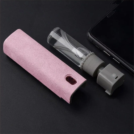 Cleaning set for phone, portable screen cleaner, 2-in-1 set, pink color
