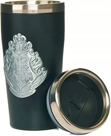 HARRY POTTER thermos mug metal Hogwarts logo