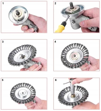 Head for petrol scythe, trimmer - wire brush weave for ankle cleaning