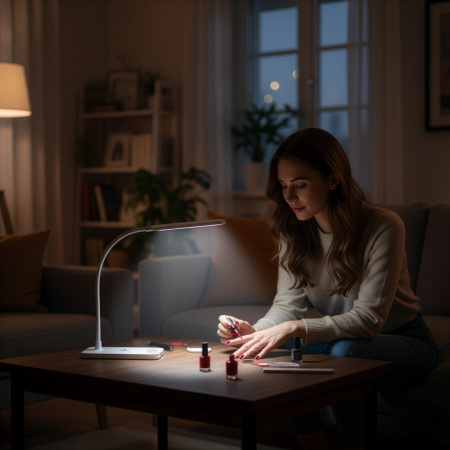 LAMPKA BIURKOWA LED NA BIURKO LAMPA SZKOLNA CZYTANIA PRACY NOCNA ŁADOWARKA BIAŁA