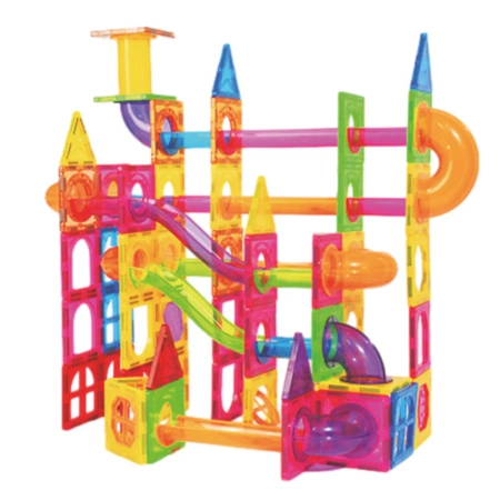 Magnetické stavební kostky KONSTRUKČNÍ PANELY Barevná SVÍTÍCÍ DRÁHA 3D set x96