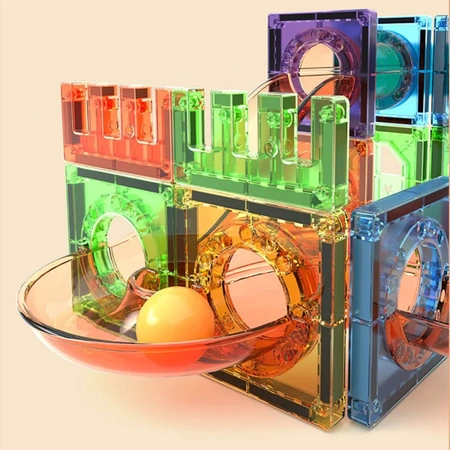 Magnetické stavební kostky KONSTRUKČNÍ PANELY Barevná SVÍTÍCÍ DRÁHA 3D set x96