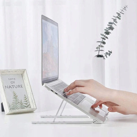 Metal folding laptop table, tablet stand with cover - silver