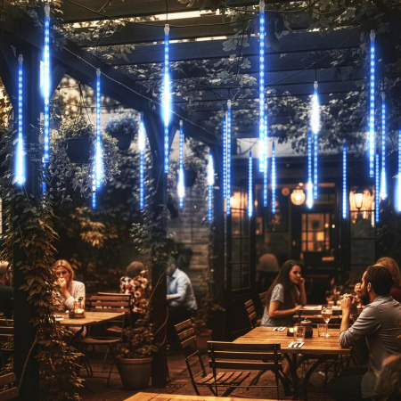 OUTDOOR LED ICICLE LIGHTS 480 50CM FALLING SNOW METEOR GARLAND 10 PCS - BLUE