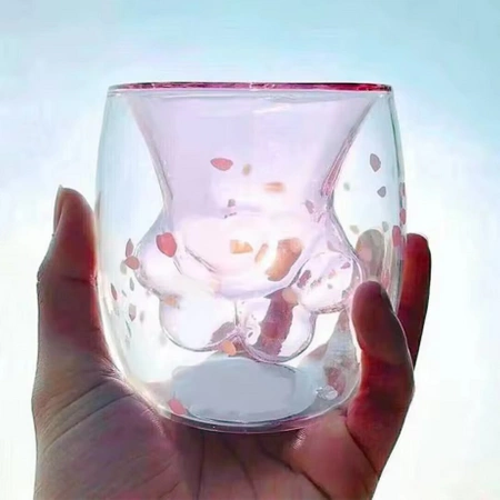 Termo sklenice s dvojitou stěnou na kávu a čaj KOČIČÍ Tlapka 4 x 250ml SET