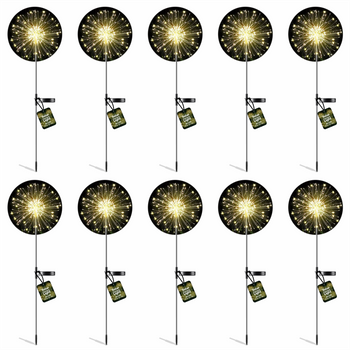 Venkovní zahradní solární LED lampička pampeliška Ohňostroj FIREWORKS 120  LED - sada 10 kusů
