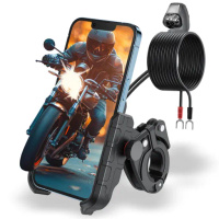 MOTORCYCLE PHONE HOLDER Fast USB Charger QC3.0 MOTORBIKE + Cable EVI BikeLock