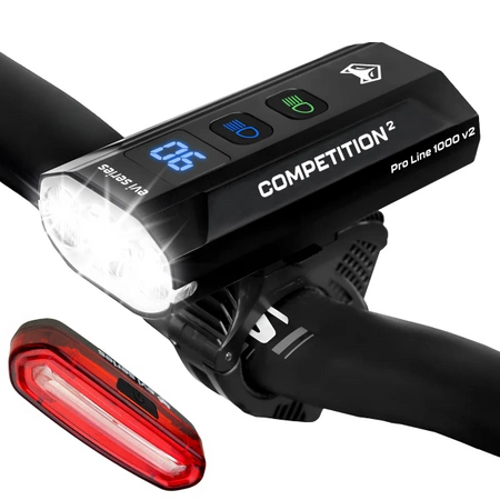 EVI Pro Line 1000 v2 powerbank přední světlo na kolo, svítilna + iLIGHT PRO REAR LED zadní světlo na kolo pro USB