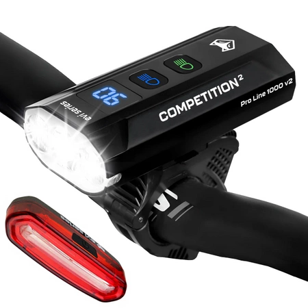 EVI Pro Line 1000 v2 powerbank front bike light set, torch + iLIGHT PRO REAR LED rear bike light for USB