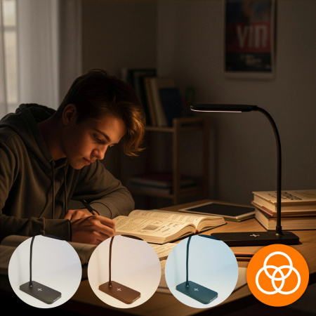 LED DESK LAMP SCHOOL LAMP TOUCH FOR READING WORK NIGHT LIGHT - BLACK