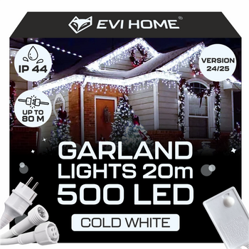 OUTDOOR LIGHTS 500 LED ICICLES 23m CHRISTMAS GARLAND Fairy Curtain Lights IP 44