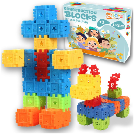 CONSTRUCTION WAFFLE BLOCKS EDUCATIONAL BUILDING PUZZLES BLOCK SET - 300