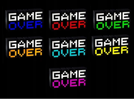 GAME OVER RETRO lamp - large LED lamp changes colours and lights up to the beat