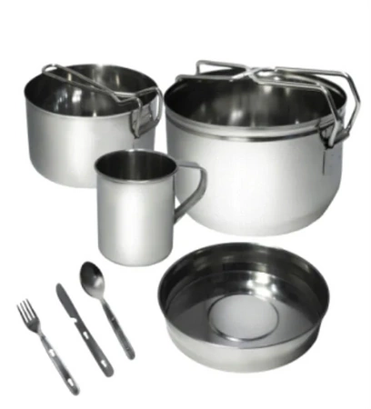 NACZYNIA TURYSTYCZNE garnki kempingowe sztućce KEMPING garnek BIWAK ZESTAW